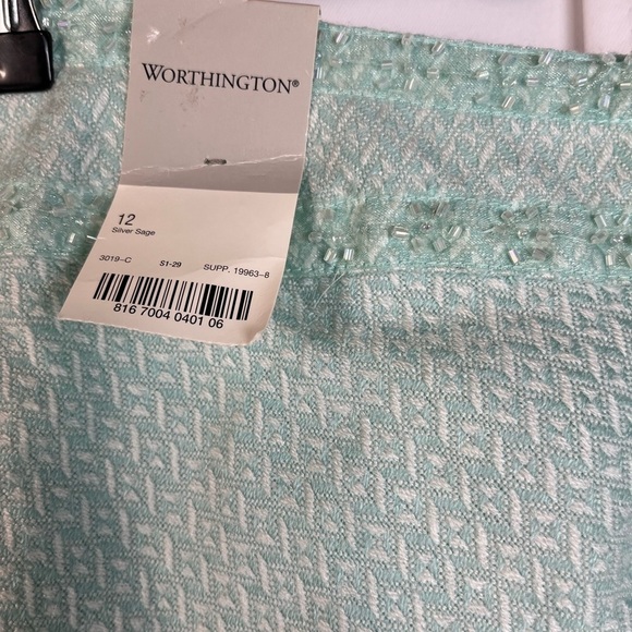 Worthington Womens teal Blue sequined waist flare knee length Skirt size 12 NWT - Picture 8 of 14